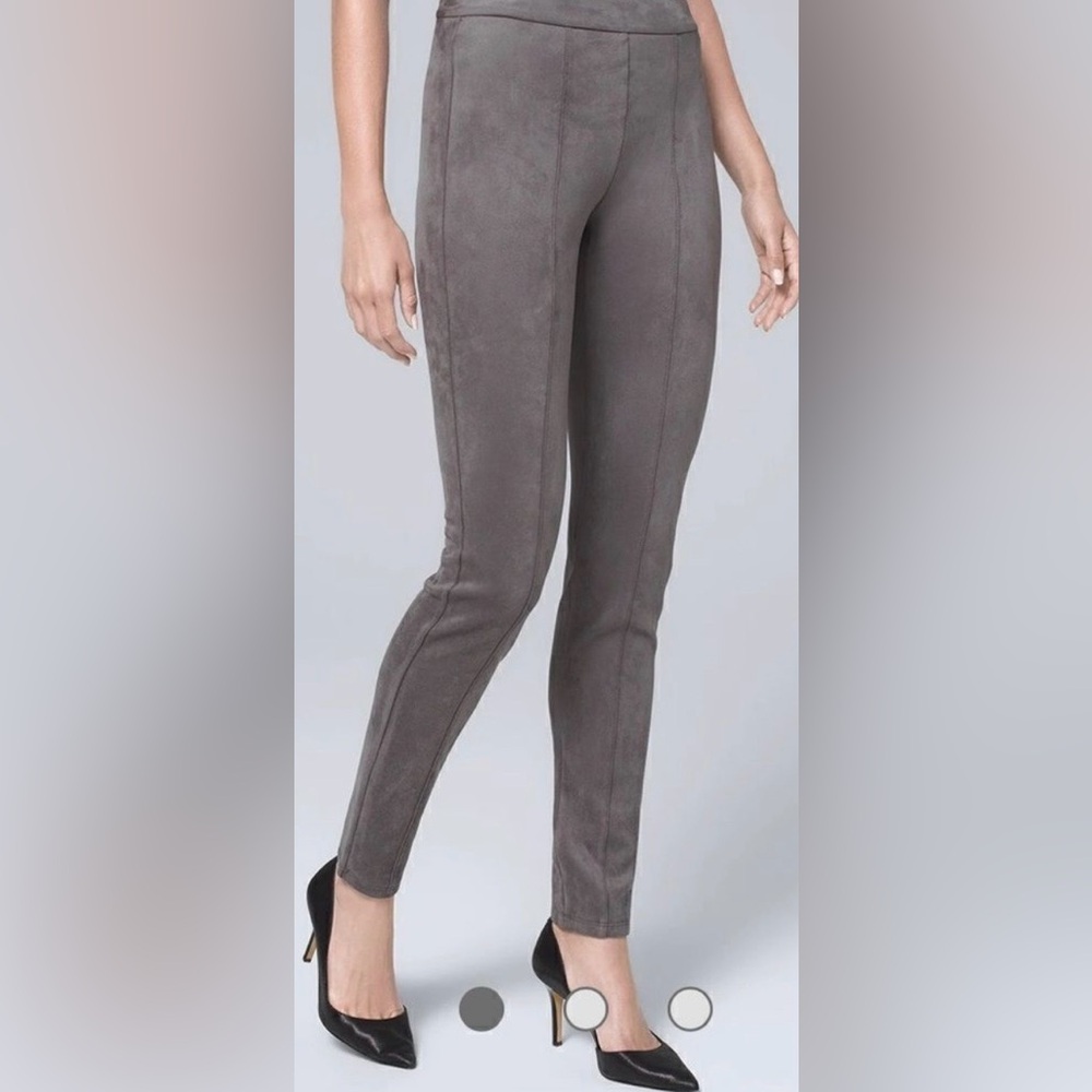 White House Black Market - WHBM Gray Faux Suede Leggings 2